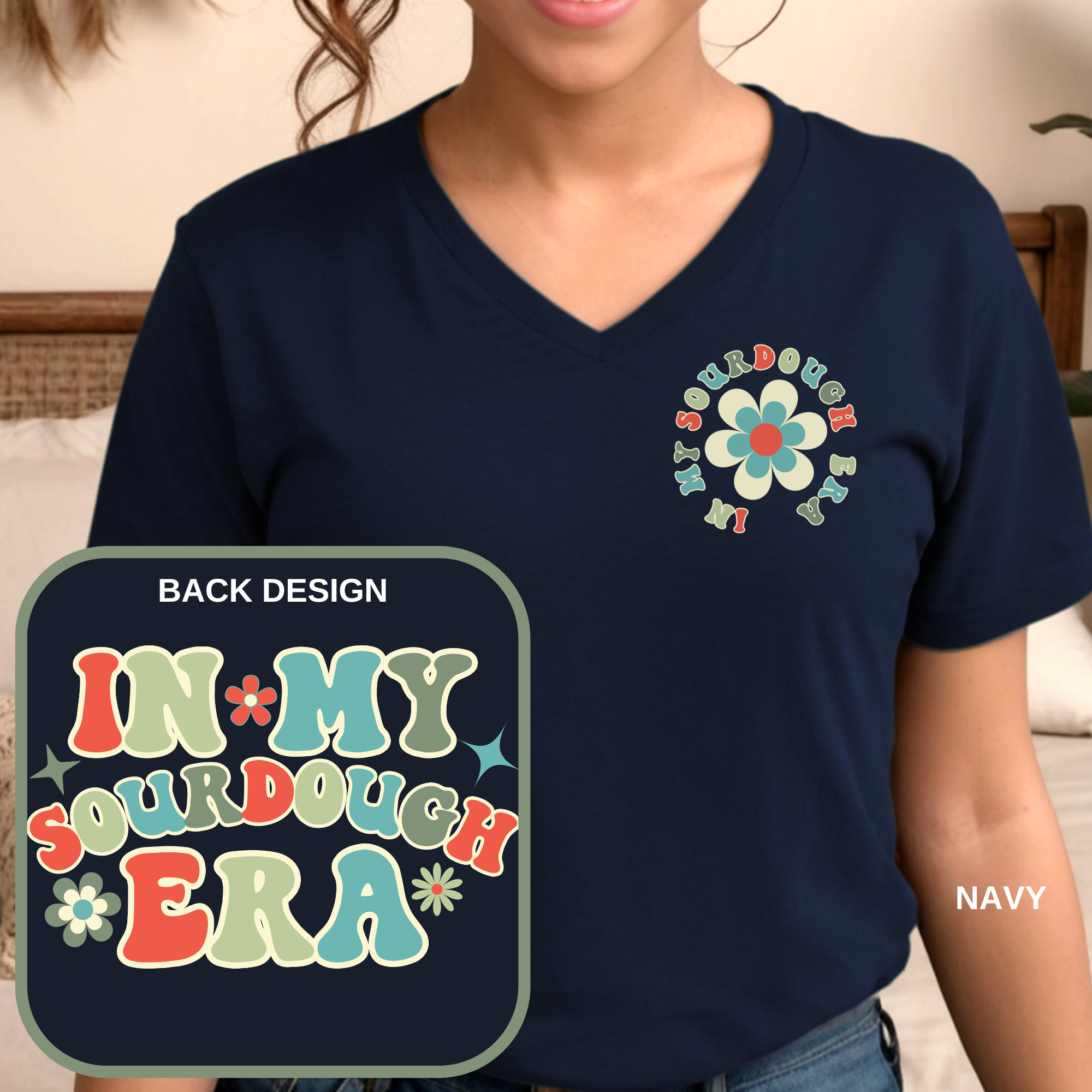 In My Sourdough Era, Retro - V-Neck Tee - Image 7