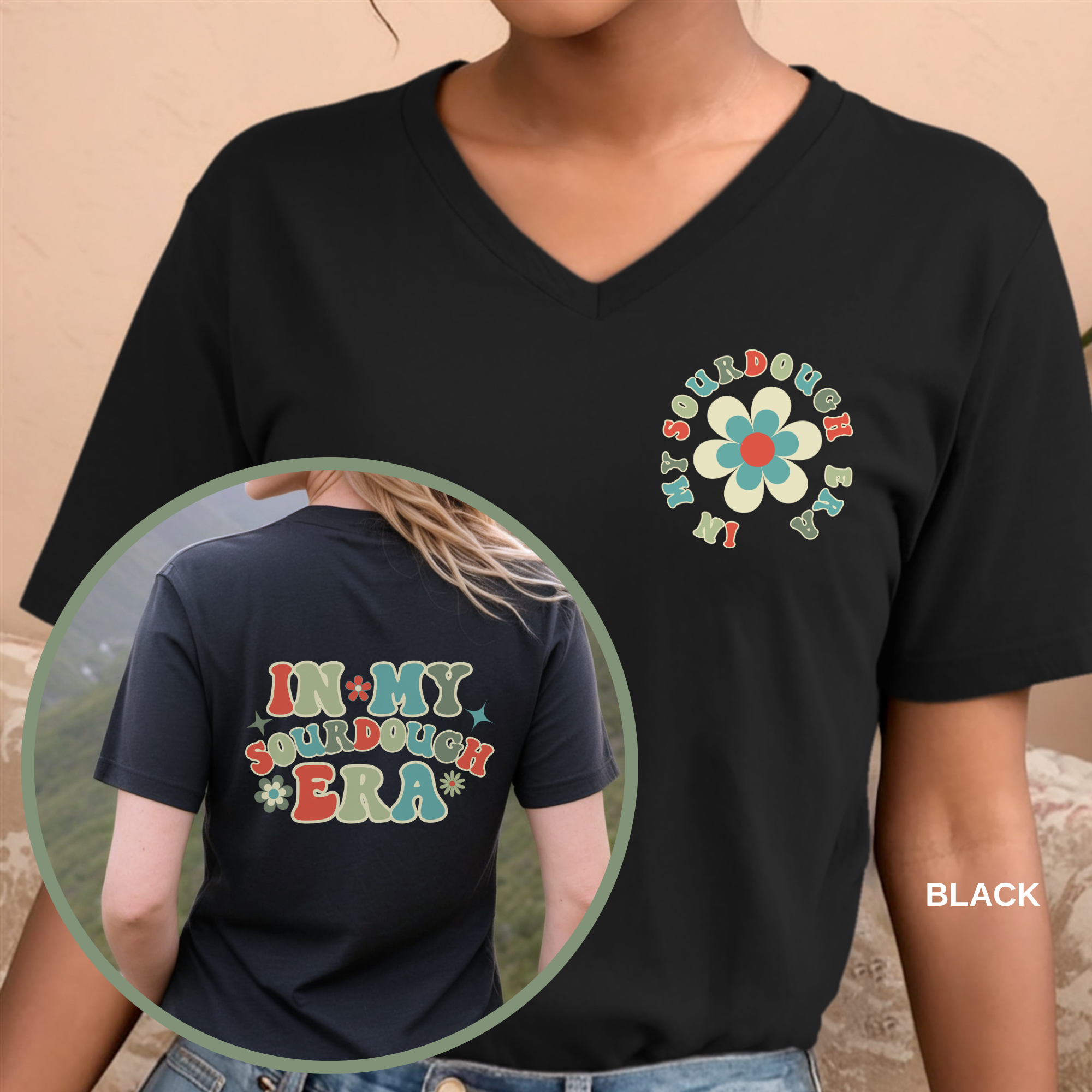 In My Sourdough Era, Retro - V-Neck Tee - Image 6