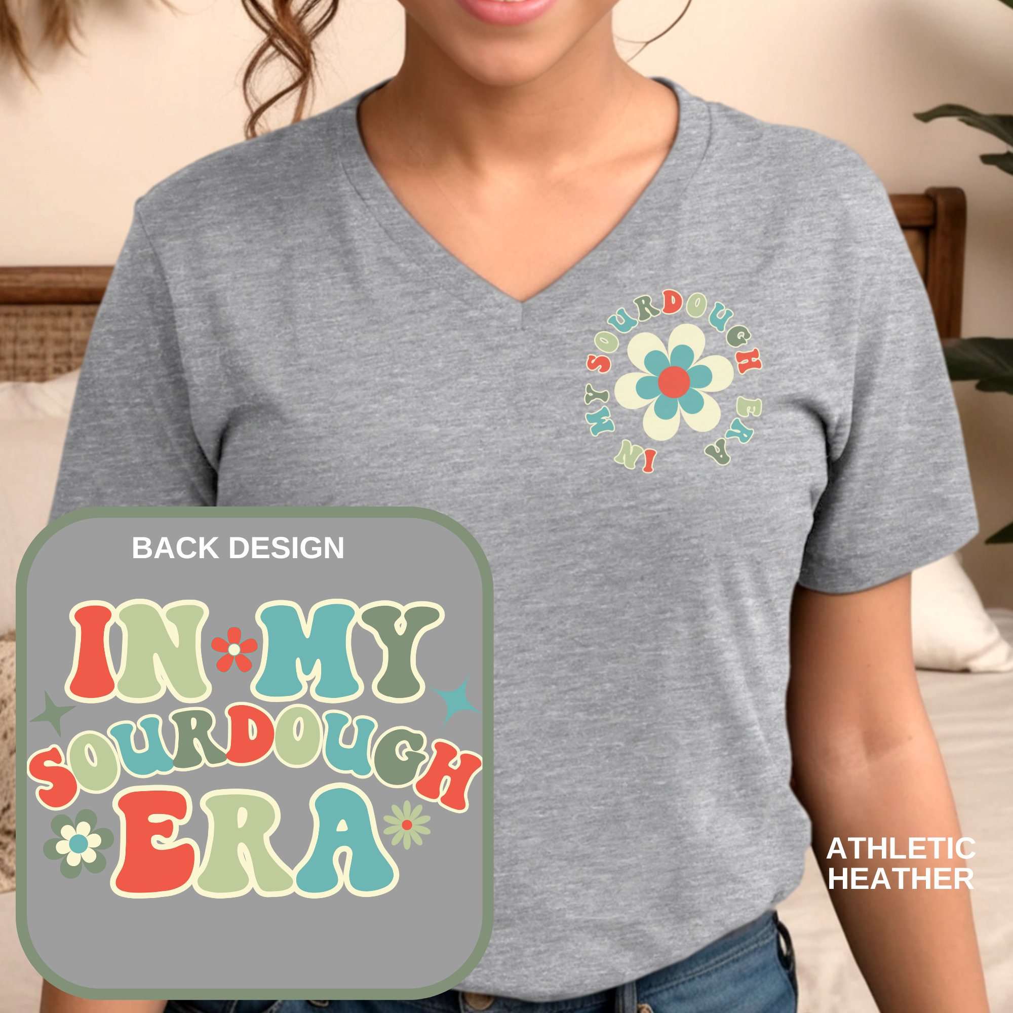 In My Sourdough Era, Retro - V-Neck Tee - Image 4