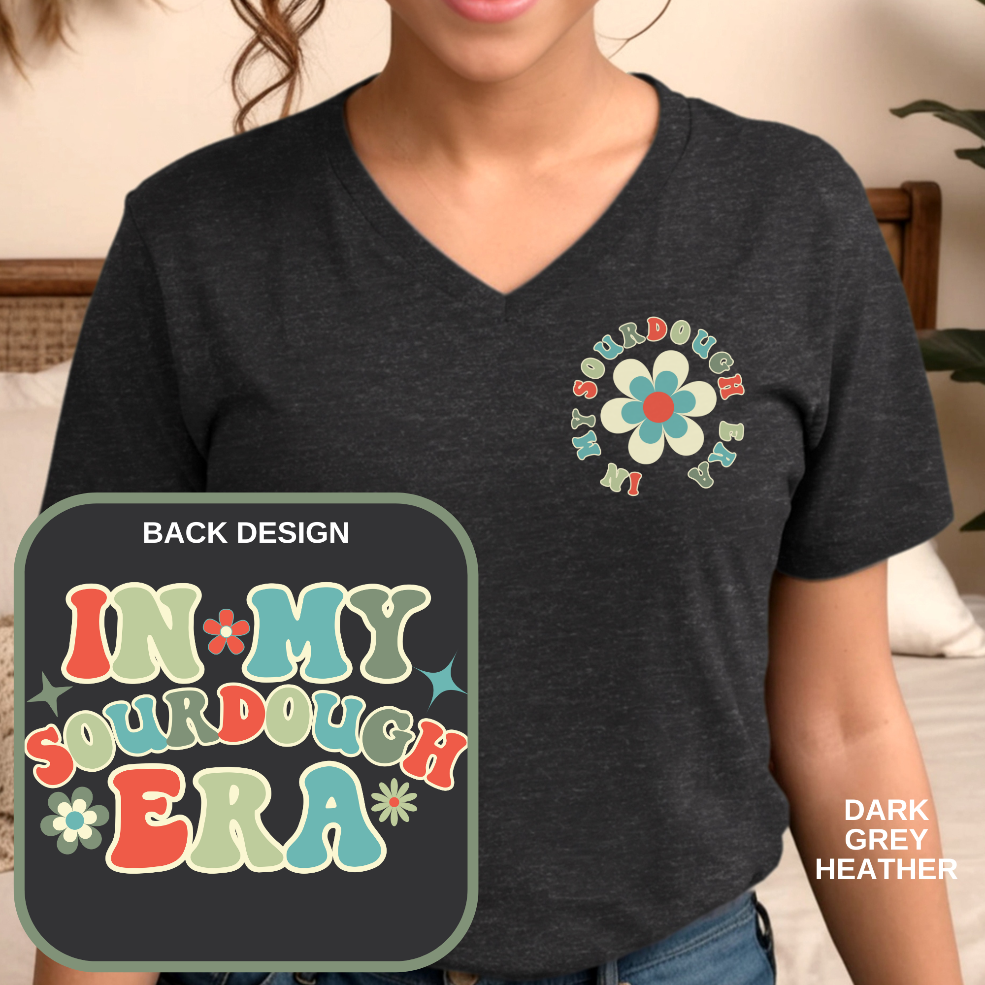 In My Sourdough Era, Retro - V-Neck Tee - Image 3