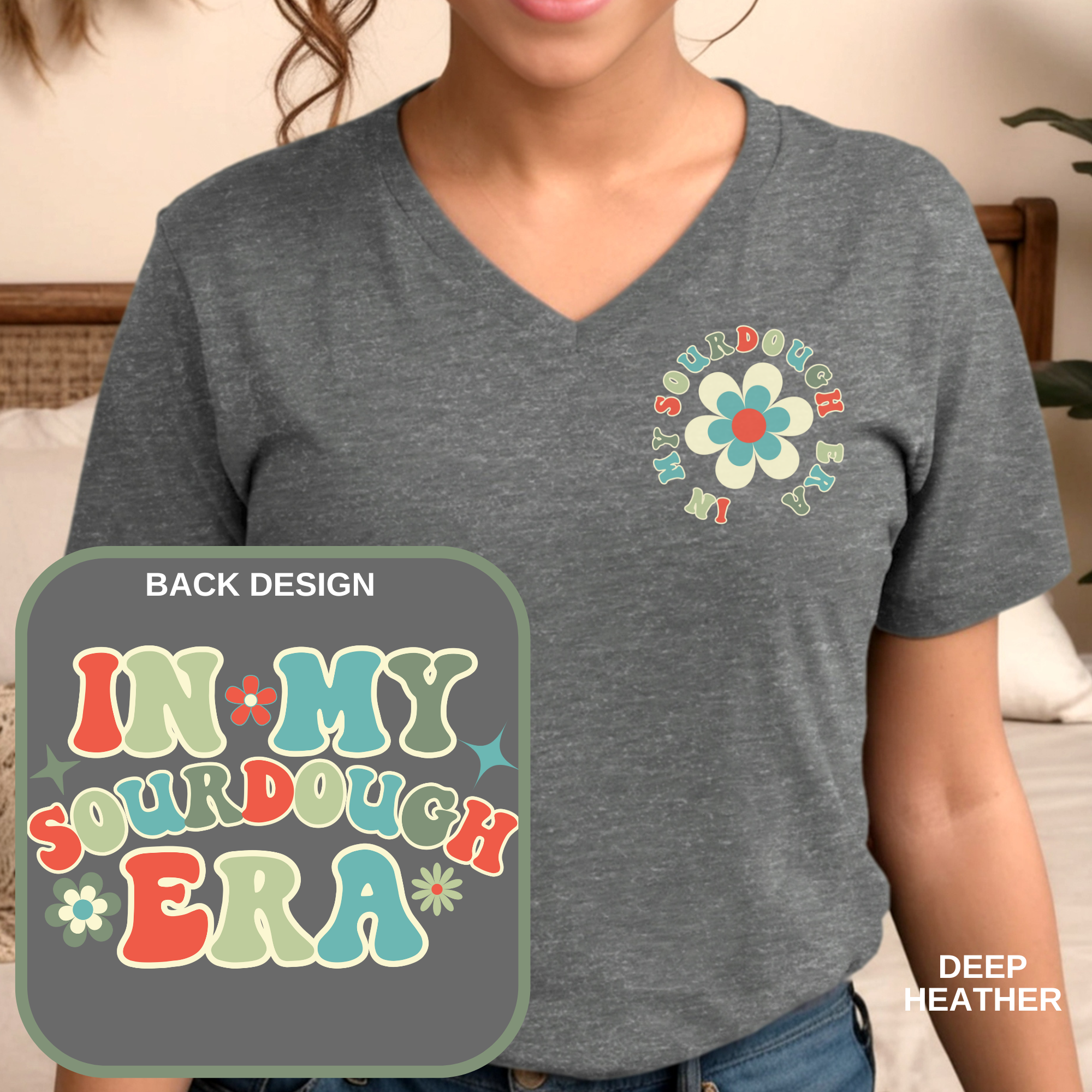 In My Sourdough Era, Retro - V-Neck Tee - Image 2