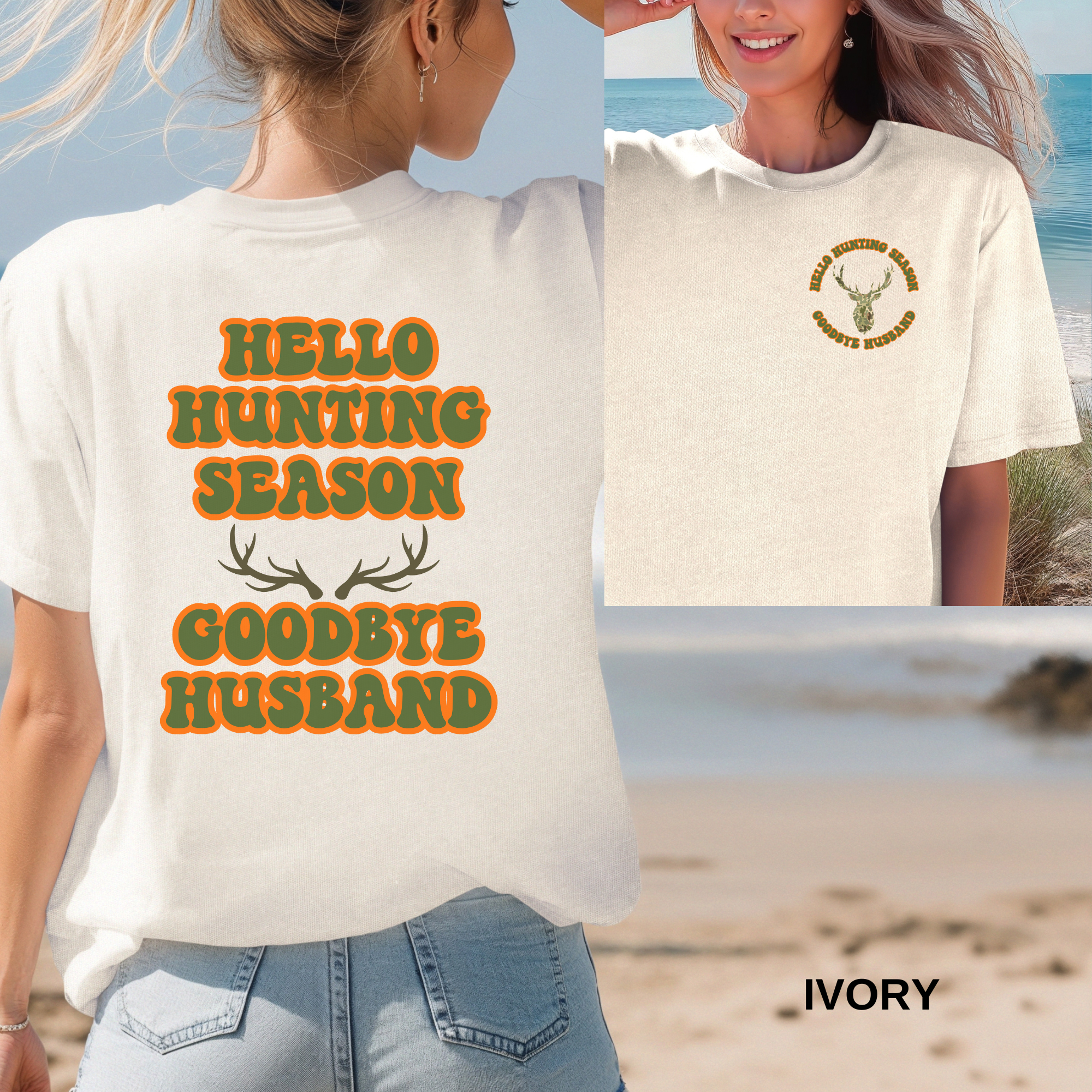 Hunting Widow T-shirt-Hello Hunting Season, Goodbye Husband - Image 2